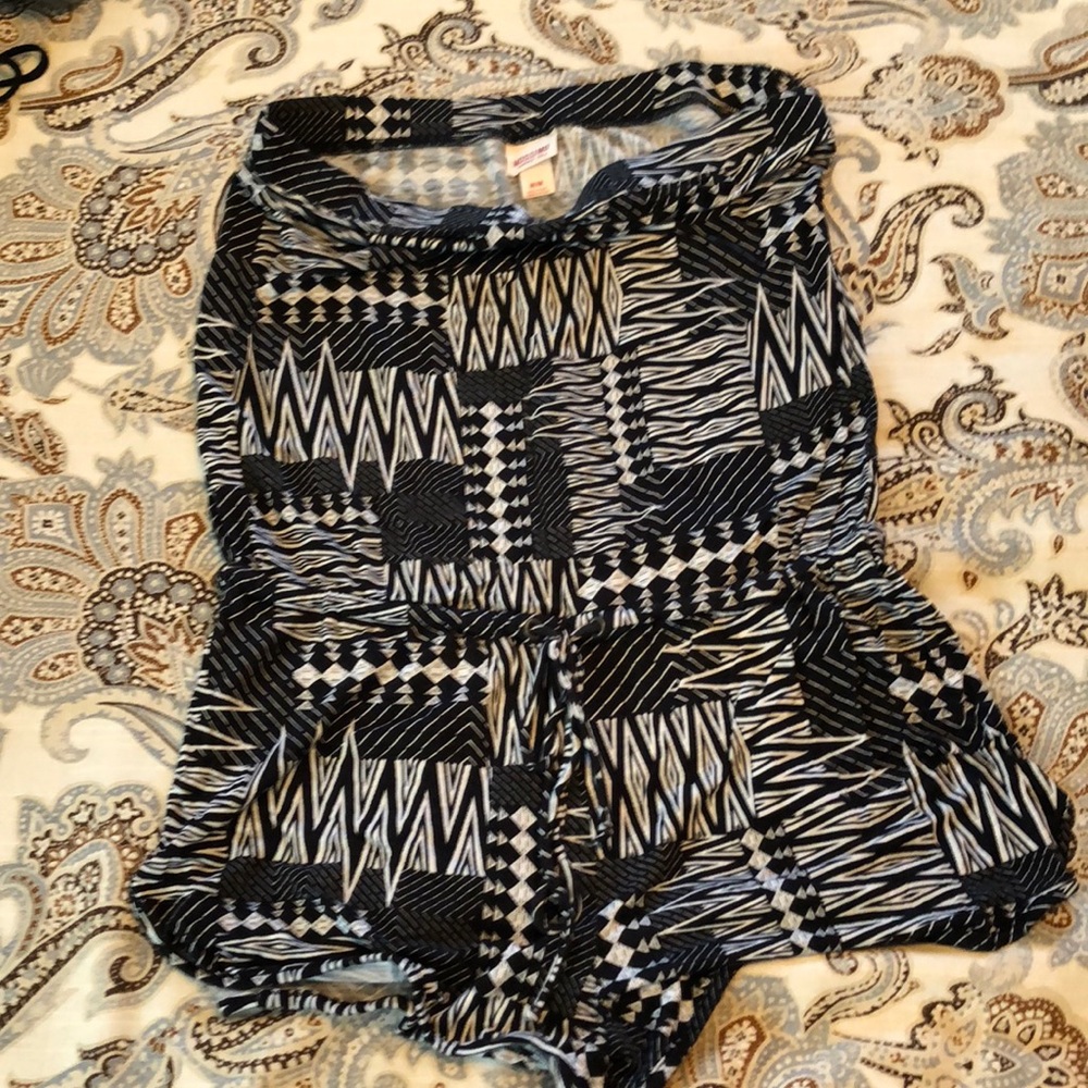 Tribal print strapless cotton romper